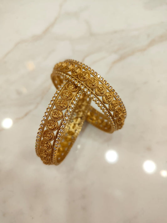Lakshmi Coin Type Stone Bangles (2pcs)