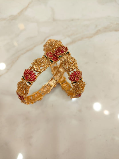 Lakshmi & Lotus Bangles (2pcs)