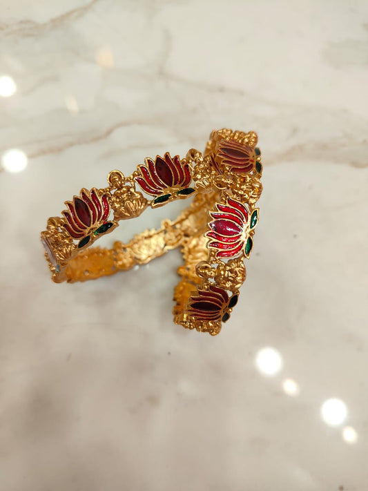 Lakshmi & Lotus Bangles (2pcs)