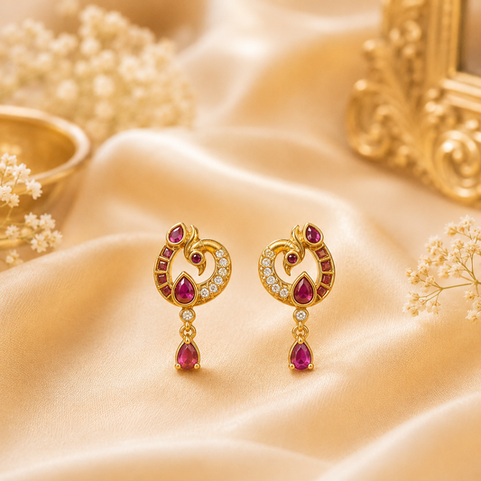 Ruby Peacock Earrings