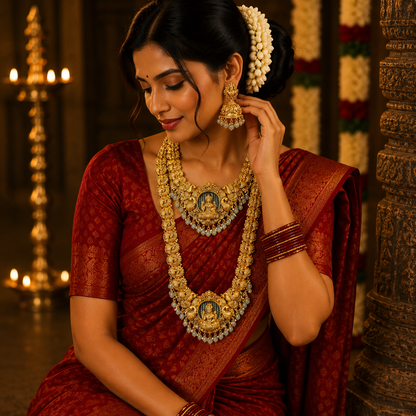 Lakshmi Combo Set with Pastel Green Beads
