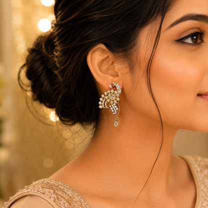 Pastel Pink Peacock Stone Earrings