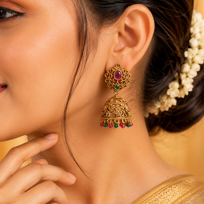 Red & Green Beads Jumka