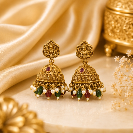 Red & Green Beads Jumka