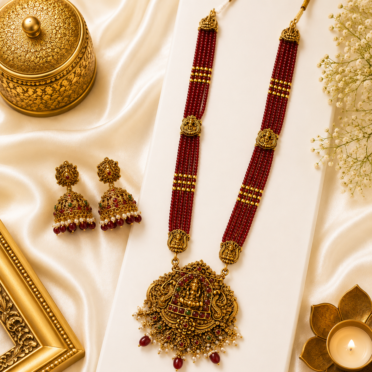 Red Beads Lakshmi Haram