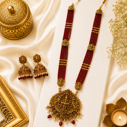 Red Beads Lakshmi Haram