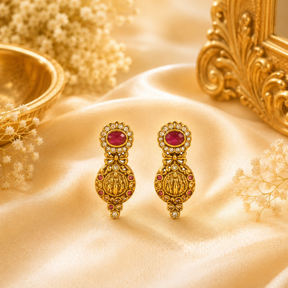 Raam Parivaar Ruby Stone Earrings