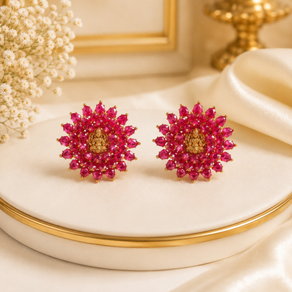 Crystal Ruby Lakshmi Earings