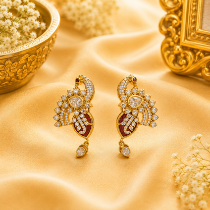 Ruby Peacock Earrings