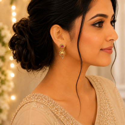 Raam Parivaar Ruby Stone Earrings