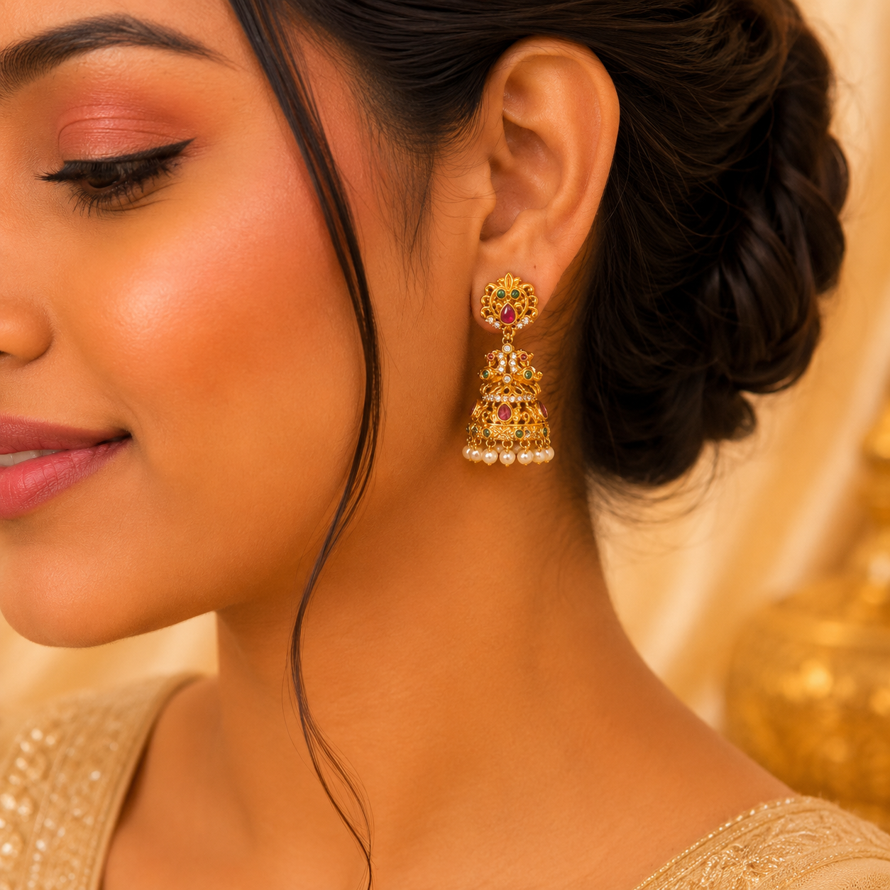Stone Pearls Jumka