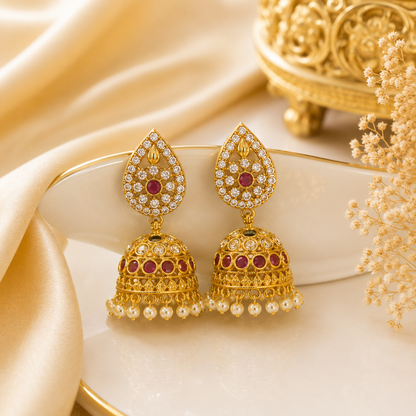 Thilagam Ruby Stone Jumka